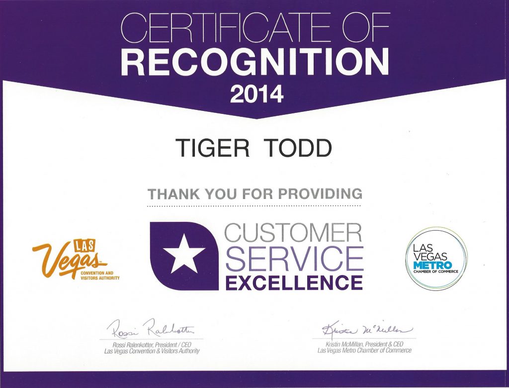 AWARD Las Vegas Service 2014 Tiger Todd